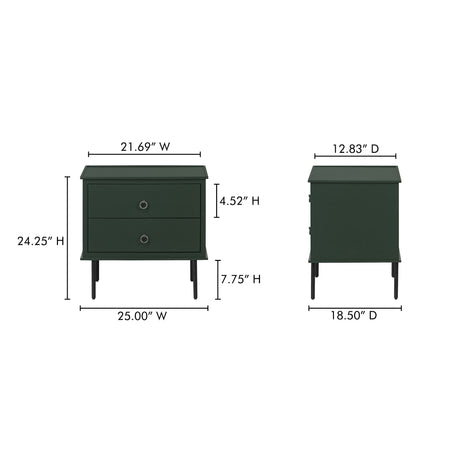 Reagan Deep Green Nightstand - Ornate Home