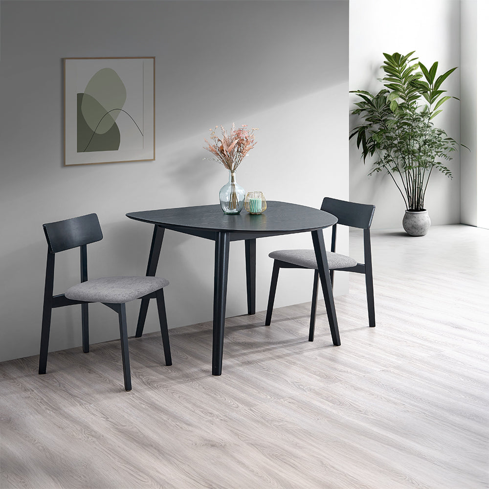 Real Gray Linen & Black Side Chair (Set of 2) - Ornate Home