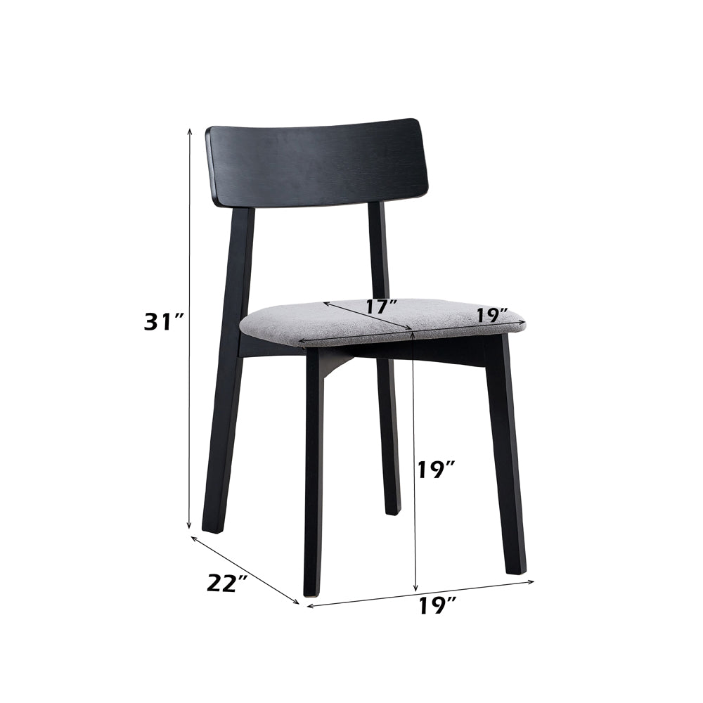 Real Gray Linen & Black Side Chair (Set of 2) - Ornate Home
