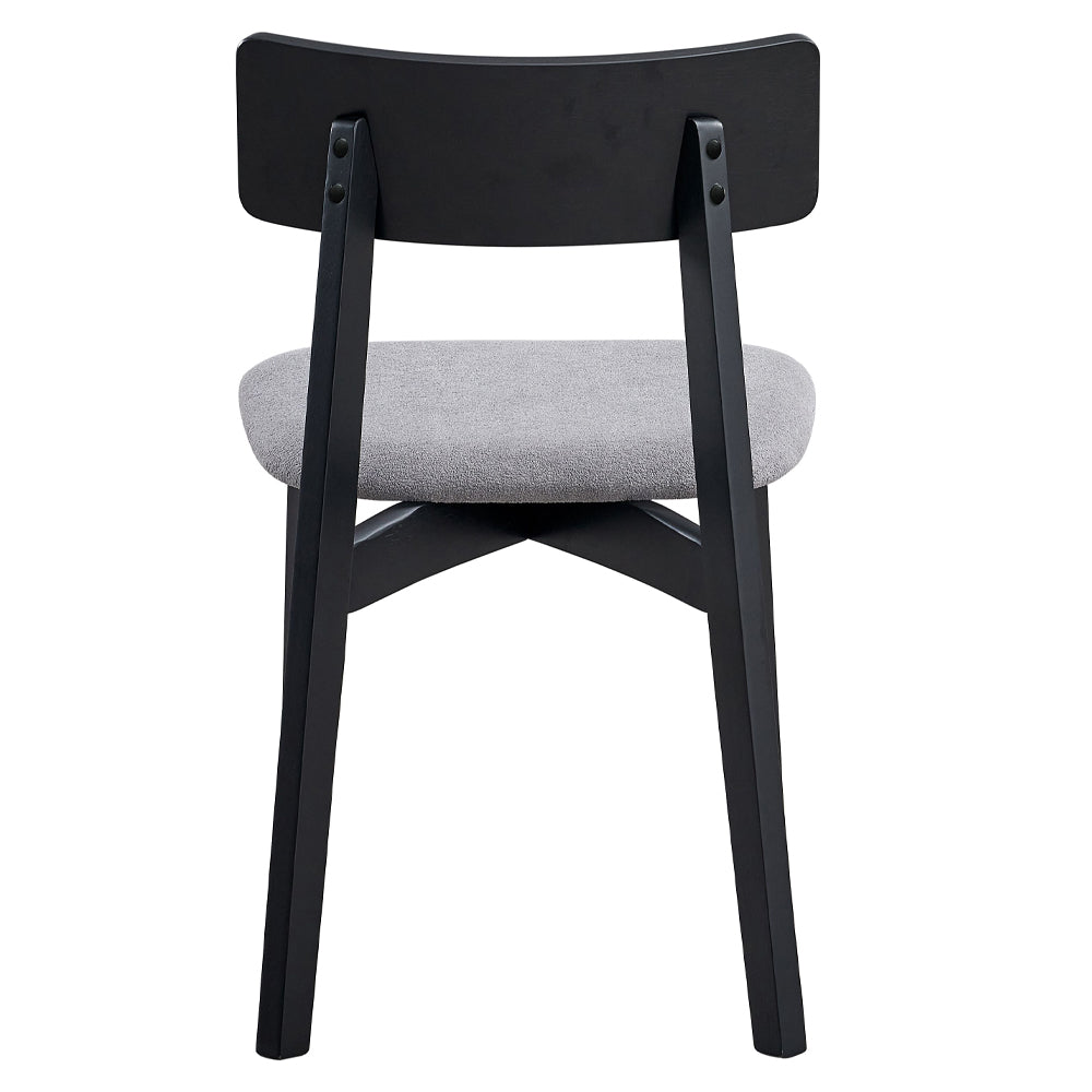 Real Gray Linen & Black Side Chair (Set of 2) - Ornate Home