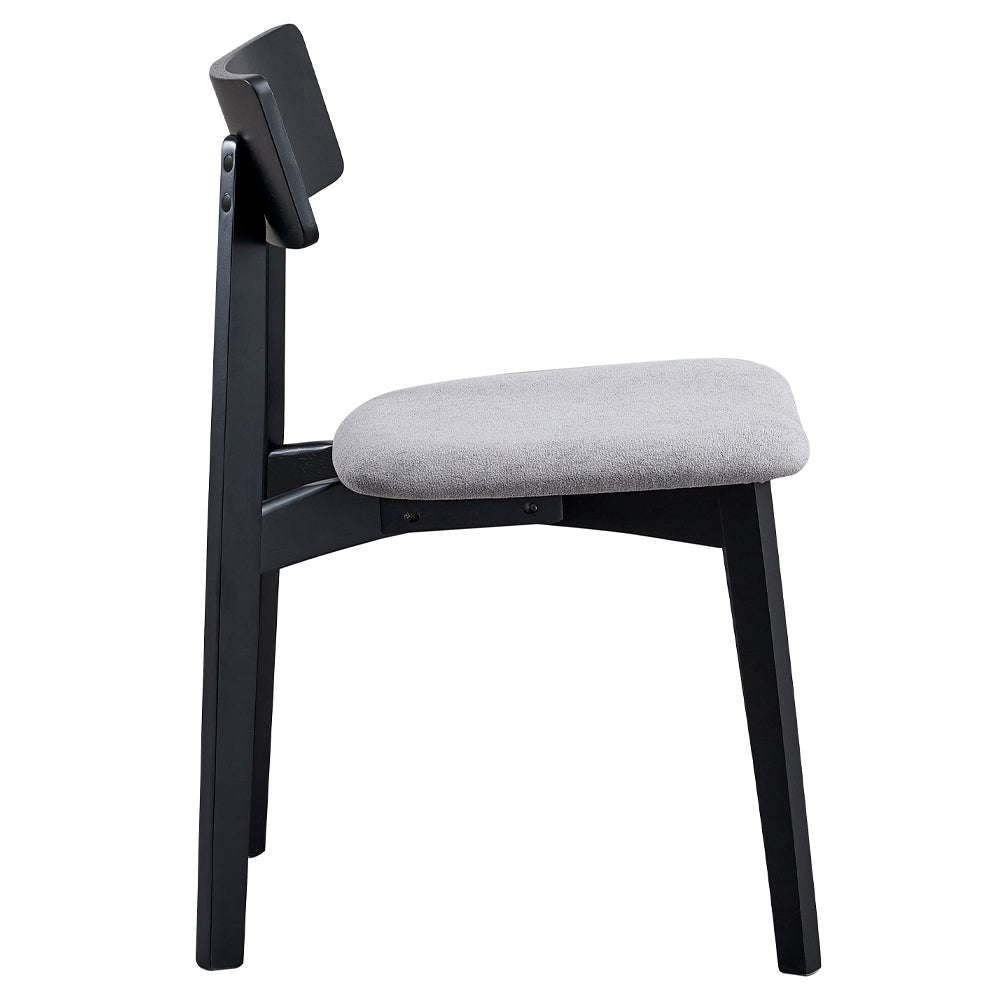 Real Gray Linen & Black Side Chair (Set of 2) - Ornate Home