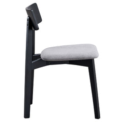 Real Gray Linen & Black Side Chair (Set of 2) - Ornate Home