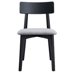 Real Gray Linen & Black Side Chair (Set of 2) - Ornate Home
