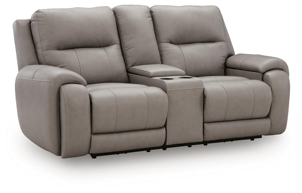 Real Moments Ash Power Reclining Loveseat with Audio Seating - Ornate Home