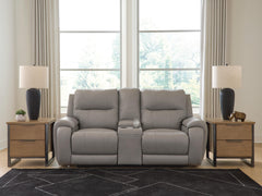 Real Moments Ash Power Reclining Loveseat with Audio Seating - Ornate Home