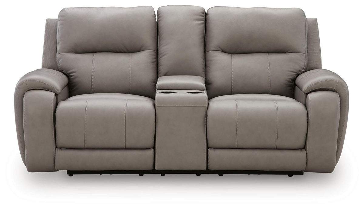 Real Moments Ash Power Reclining Loveseat with Audio Seating - Ornate Home