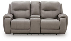 Real Moments Ash Power Reclining Loveseat with Audio Seating - Ornate Home