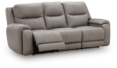 Real Moments Ash Power Reclining Sofa with Audio Seating - Ornate Home