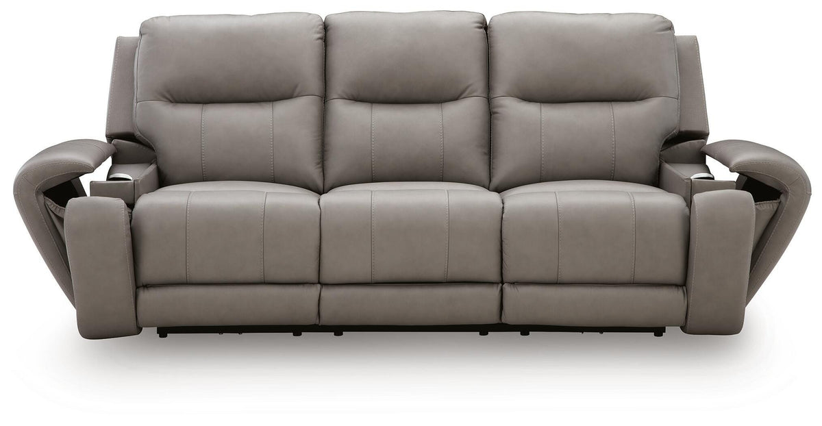 Real Moments Ash Power Reclining Sofa with Audio Seating (Online Special Price) - Ornate Home