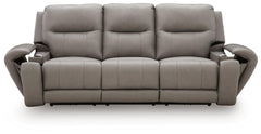 Real Moments Ash Power Reclining Sofa with Audio Seating - Ornate Home