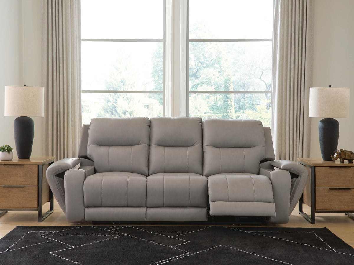 Real Moments Ash Power Reclining Sofa with Audio Seating (Online Special Price) - Ornate Home