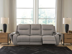 Real Moments Ash Power Reclining Sofa with Audio Seating - Ornate Home