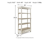 Realyn Brown/White 75" Bookcase - Ornate Home