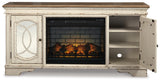 Realyn Chipped White 74" TV Stand with Electric Fireplace (Online Special Price) - Ornate Home