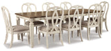 Realyn Chipped White Dining Extension Table and 8 Chairs - Ornate Home