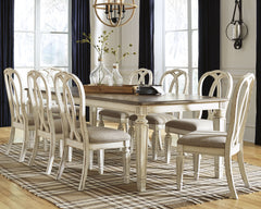 Realyn Chipped White Dining Extension Table and 8 Chairs - Ornate Home