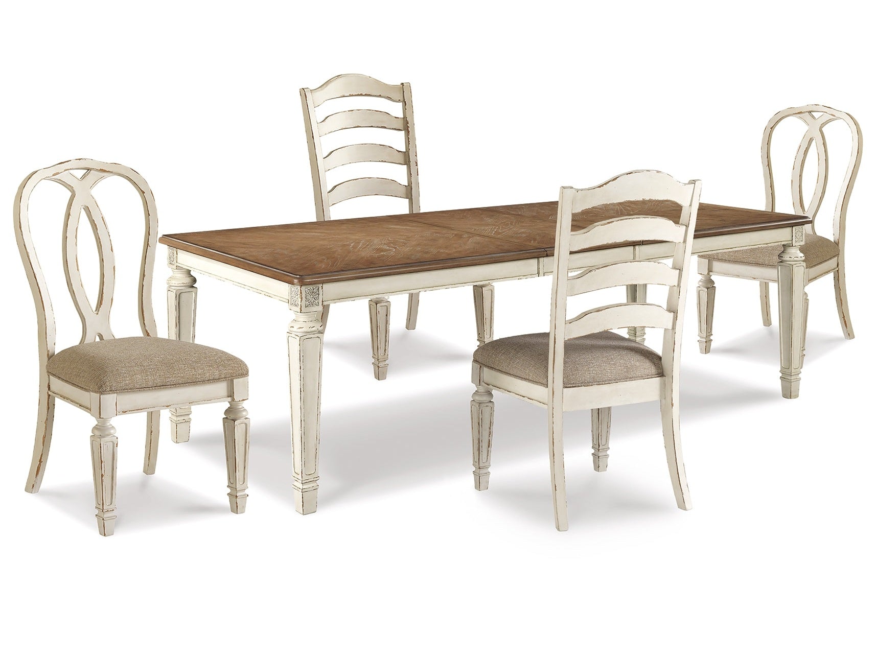 Realyn Chipped White Dining Table and 4 Chairs (Online Special Price) - Ornate Home