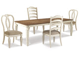Realyn Chipped White Dining Table and 4 Chairs - Ornate Home