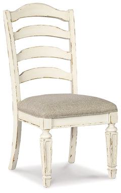 Realyn Chipped White Dining Table and 4 Chairs - Ornate Home