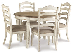 Realyn Chipped White Dining Table and 4 Chairs - Ornate Home