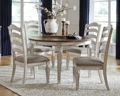 Realyn Chipped White Dining Table and 4 Chairs - Ornate Home