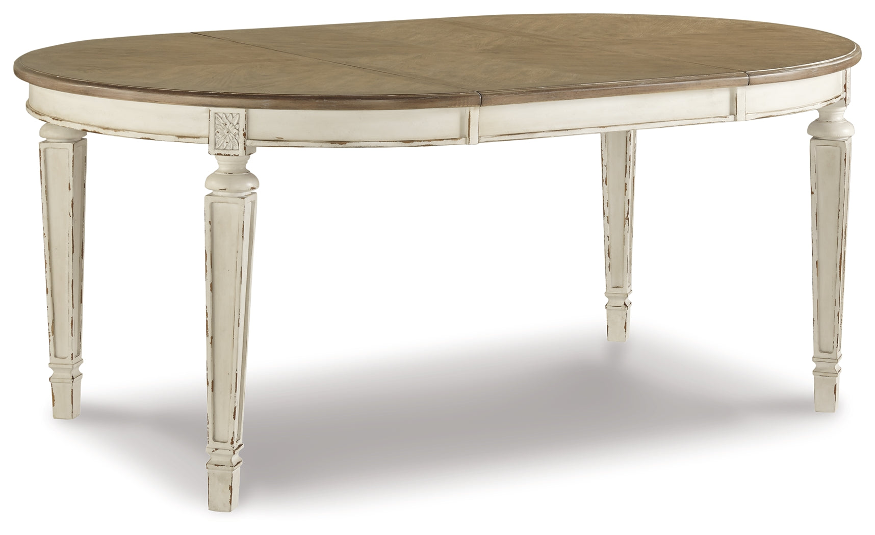 Realyn Chipped White Dining Table and 4 Chairs - Ornate Home