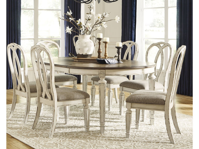 Realyn Chipped White Dining Table and 6 Chairs with Server (Online Special Price) - Ornate Home