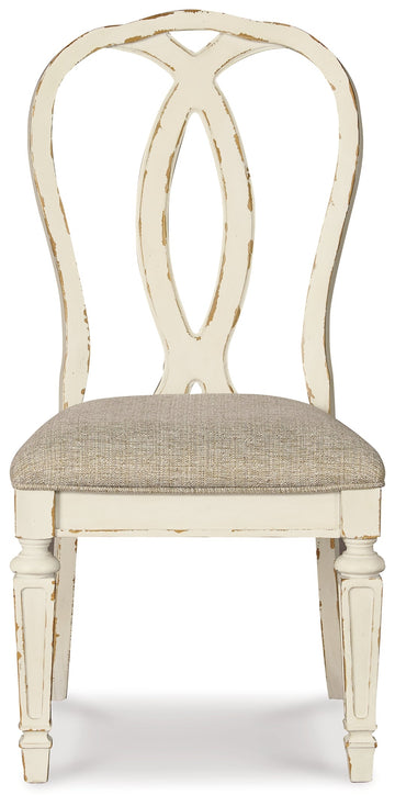 Realyn Chipped White Dining Table and 6 Chairs with Server - Ornate Home