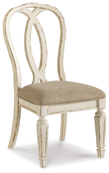 Realyn Chipped White Dining Table and 6 Chairs with Server - Ornate Home