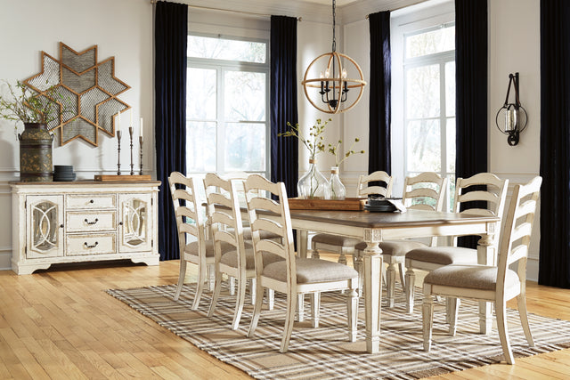 Realyn Chipped White Dining Table and 8 Chairs (Online Special Price) - Ornate Home