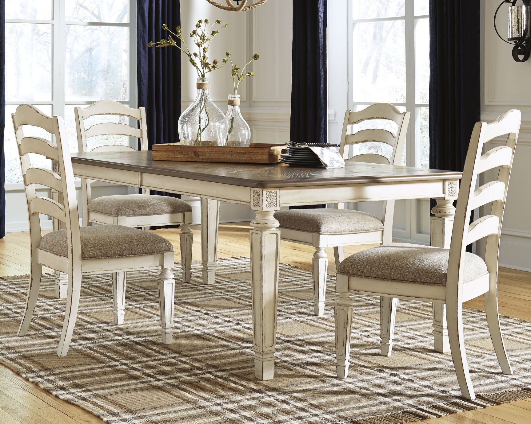 Realyn Chipped White Dining Table and 8 Chairs (Online Special Price) - Ornate Home