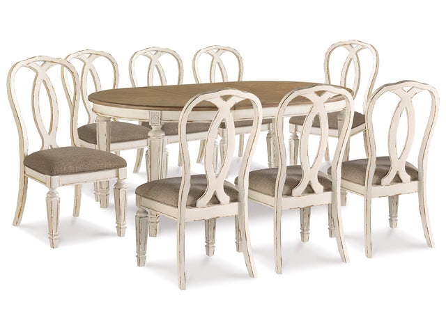 Realyn Chipped White Dining Table and 8 Chairs - Ornate Home
