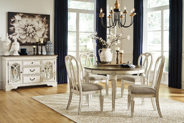 Realyn Chipped White Dining Table with 4 Chairs - Ornate Home