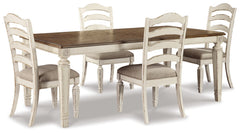 Realyn Chipped White Extension Dining Table and 4 Chairs - Ornate Home