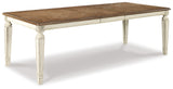 Realyn Chipped White Extension Dining Table and 4 Chairs - Ornate Home