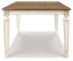 Realyn Chipped White Extension Dining Table and 4 Chairs - Ornate Home