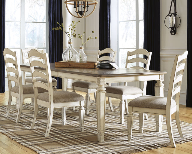 Realyn Chipped White Extension Dining Table and 6 Chairs (Online Special Price) - Ornate Home
