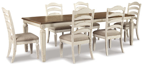 Realyn Chipped White Extension Dining Table and 6 Chairs - Ornate Home