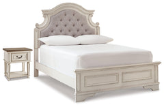 Realyn Chipped White Full Panel Bed and Nightstand - Ornate Home