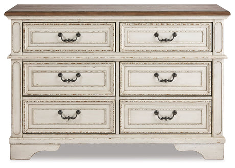 Realyn Chipped White Full Panel Bedroom Set with Dresser and Nightstand - Ornate Home