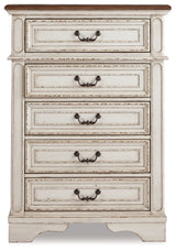 Realyn Chipped White King Upholstered Panel Bed, Chest and 2 Nightstands (Online Special Price) - Ornate Home