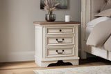 Realyn Chipped White King Upholstered Panel Bed, Chest and 2 Nightstands (Online Special Price) - Ornate Home