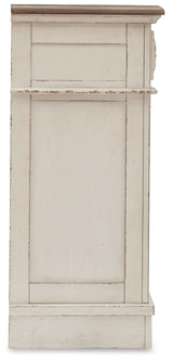 Realyn Chipped White King Upholstered Panel Bed, Dresser and Nightstand - Ornate Home