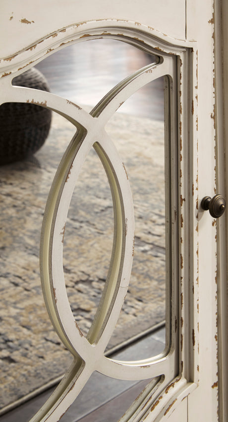 Realyn Chipped White XL 74" TV Stand w/Fireplace Option - Ornate Home