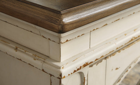 Realyn Chipped White XL 74" TV Stand w/Fireplace Option - Ornate Home