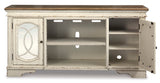 Realyn Chipped White XL 74" TV Stand w/Fireplace Option - Ornate Home