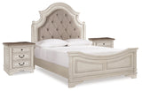 Realyn Queen Upholstered Panel Bedroom Set with 2 Nightstands - Ornate Home