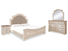 Realyn Two-tone California King Panel Bedroom Set with Dresser, Mirror and Nightstand - Ornate Home