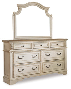 Realyn Two-tone California King Panel Bedroom Set with Dresser, Mirror and Nightstand - Ornate Home