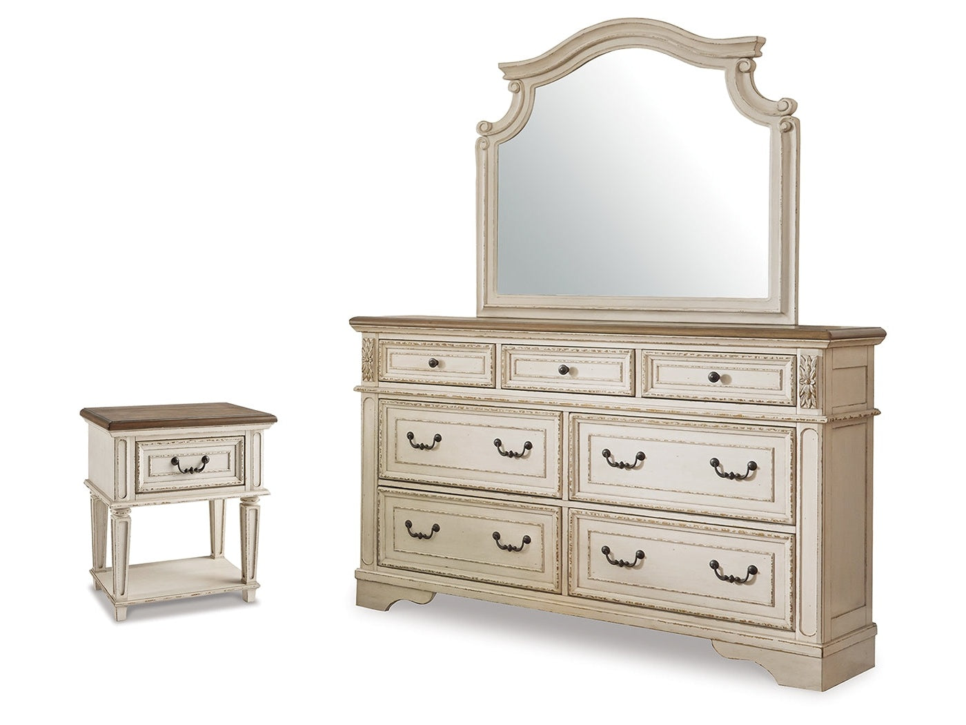 Realyn Two-tone Dresser, Mirror and Nightstand - Ornate Home